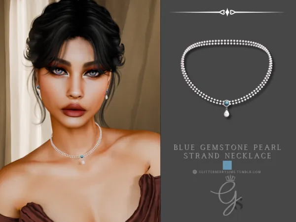 Alpha Blue Gemstone Pearl Set by GlitterberryFly - The Sims 4 custom content