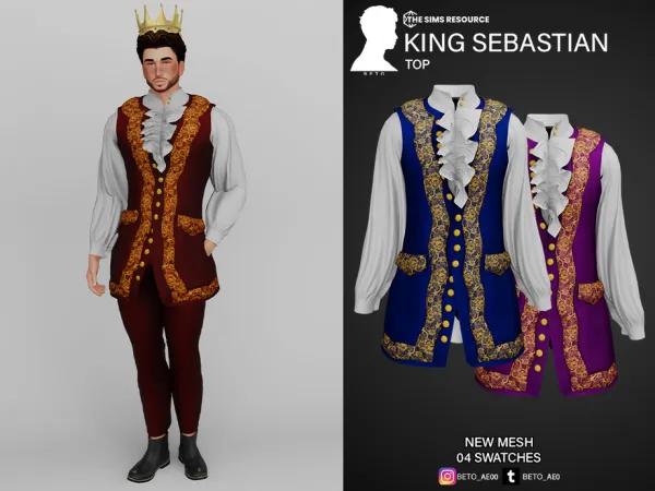 Alpha King Sebastian (Top) by thesimsresource - The Sims 4 Custom Content