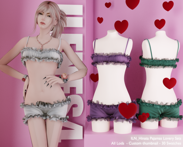 Alpha ILN Hinata Pajamas by ilenes4 - The Sims 4 Custom Content