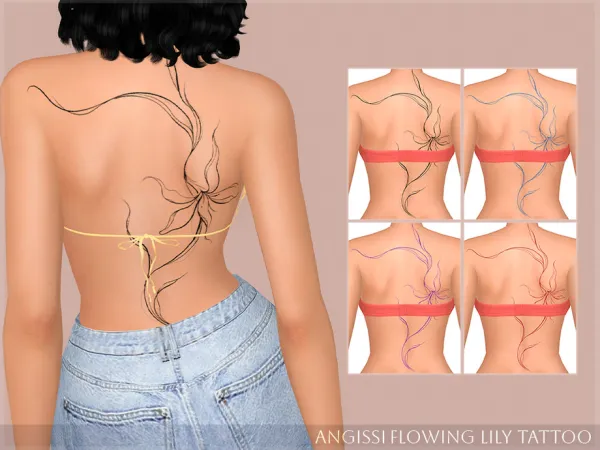 Mix Flowing Lily Tattoo by thesimsresource - The Sims 4 Custom Content