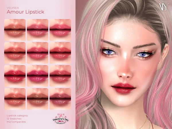 Alpha VELYSEA Amour Lipstick by VELYSEA - The Sims 4 Custom Content