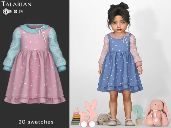 Alpha Blakely Dress Layered Skirt Bow Detail by thesimsresource - The Sims 4 Custom Content