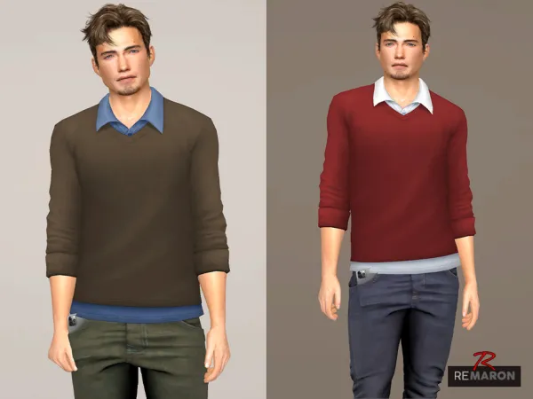 Mix Sweater with Polo Menswear by remaron - The Sims 4 Custom Content