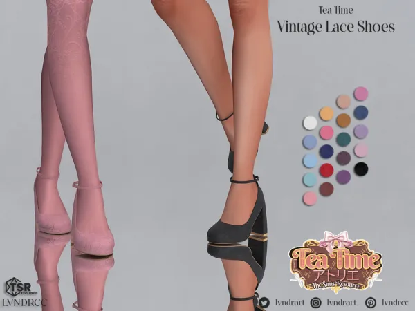 Alpha (Tea Time) Vintage Lace Shoes by lvndrcc - The Sims 4 Custom Content