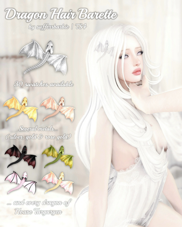 Mix Dragon Hair Barette by simsfinds - The Sims 4 Custom Content