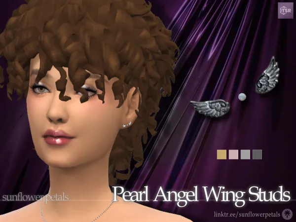 Mix Pearl Angel Wing Stud Earrings - The Sims 4 Custom Content