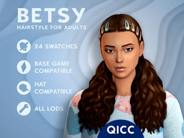 Maxis Match Betsy Hair by itsqicc - The Sims 4 Custom Content