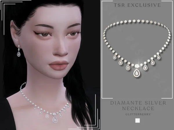 Alpha Diamante Silver Necklace by thesimsresource - The Sims 4 Custom Content