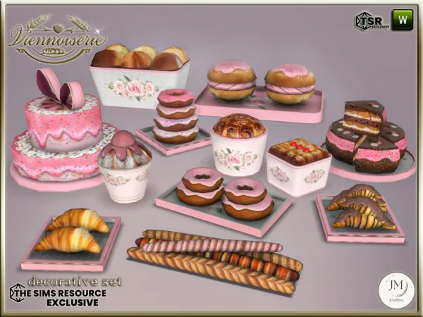 Mix Viennoiseries decorative set by jomsims - The Sims 4 Custom Content