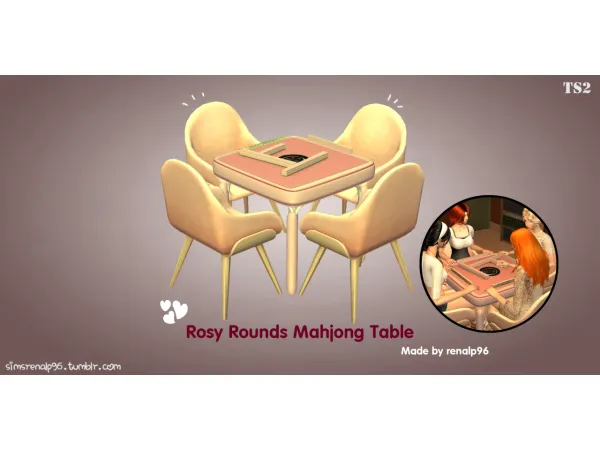 simsrenalp96 Rosy Rounds Mahjong Table by simsfinds - The Sims 2 Custom Content