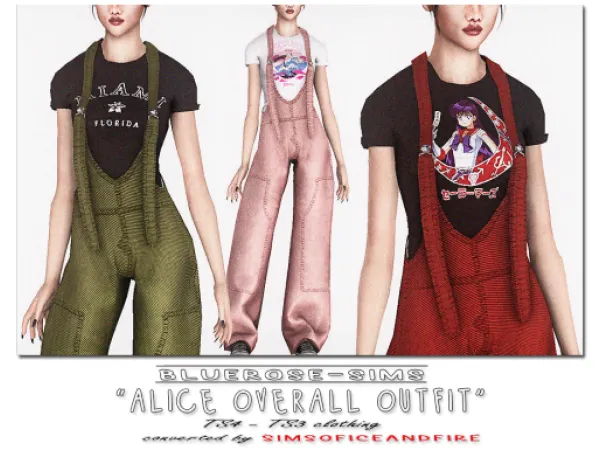 BLUEROSE SIMS u201cAlice Overall Outfitu201d Conversion by simsoficeandfire - The Sims 3 Custom Content