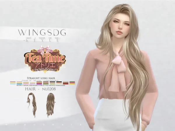 Alpha WINGS NL0208 Straight long hair by thesimsresource - The Sims 4 Custom Content