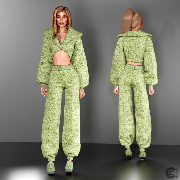 Mix Sherpa High Waist Baggy Pants cool_content_star by cool_content_star - The Sims 4 Custom Content